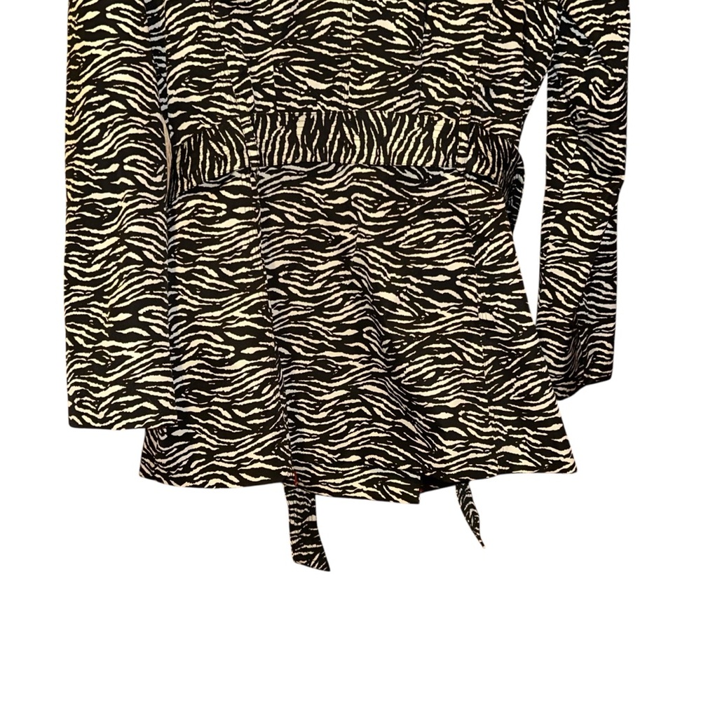 Sandro Studio Zebra Print Trench Coat Jacket Women’s Medium Black White Belted - Picture 6 of 9